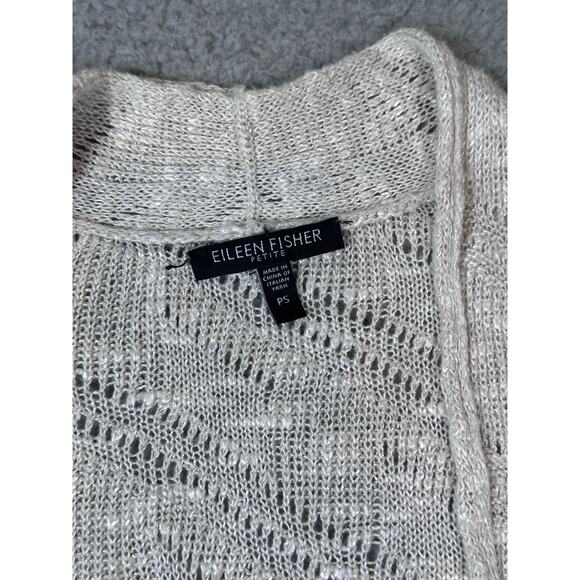 Eileen Fisher Linen Knit Cardigan Open Women’s Petite Small Oatmeal Boho Natural - Picture 8 of 12